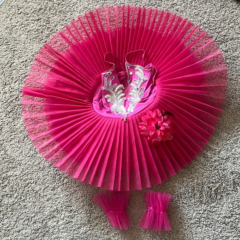 Beaded ballerina tutu costume with arm sleeves and hair clip - Picture 2 of 8